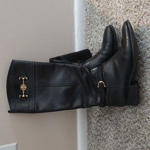 Tory Burch Nadine Riding Black Leather Boot